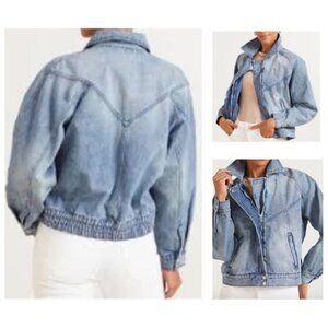 BlankNYC Retro 80's Denim Moto Bomber‎ Jean Jacket Small